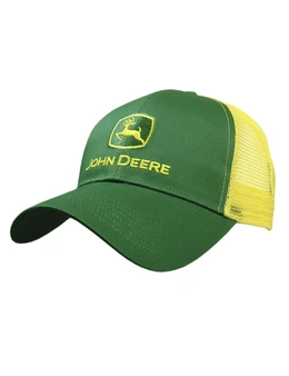 John Deere Men/Unisex One Size Logo Mesh 100% Cotton Twill Cap/Hat Yellow/Green