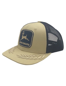 John Deere LP76458-JD Twill/Mesh Trucker Cap/Hat 3D Wheat/Navy One Size