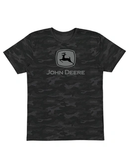 John Deere Mens/Unisex Sz L Cotton Camo Logo Short Sleeve Tee T-Shirt/Top Black