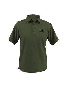 John Deere Medium Mens Polo Shirt Short Sleeve w/ Embroidered Logo - Olive