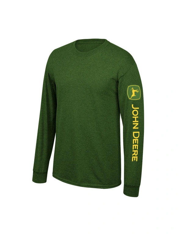 John Deere Mens/Unisex Size M Cotton Logo Long Sleeve Tee T-Shirt/Top Green, hi-res image number null