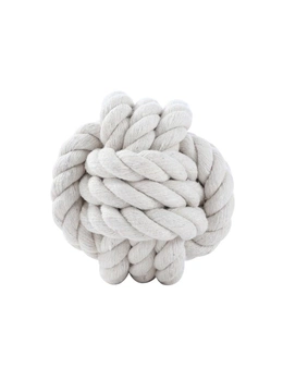 2x Paws & Claws Pet 7.5cm Eco Rope Knotted Ball Interactive  Dog Chew Toy White