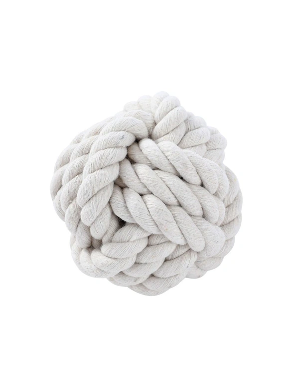 2x Paws & Claws Pet 7.5cm Eco Rope Knotted Ball Interactive  Dog Chew Toy White, hi-res image number null