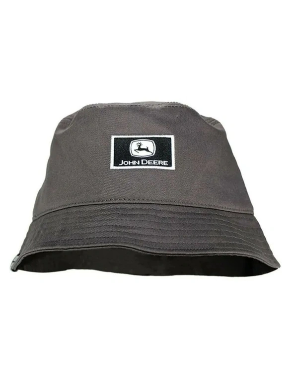John Deere LP79648-JD Cotton Bucket Hat Logo Patch Charcoal/White One Size, hi-res image number null
