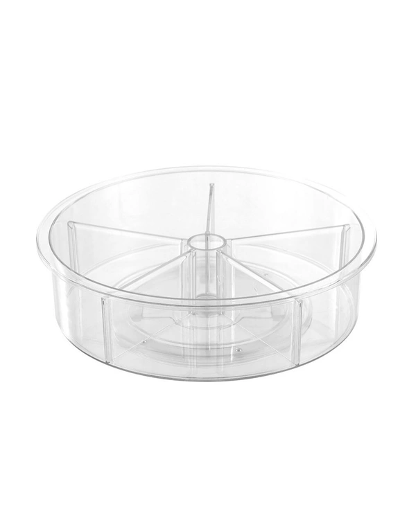 Box Sweden Crystal 25cm Lazy Susan Round Organiser Rotating Tray w/ Dividers CLR, hi-res image number null