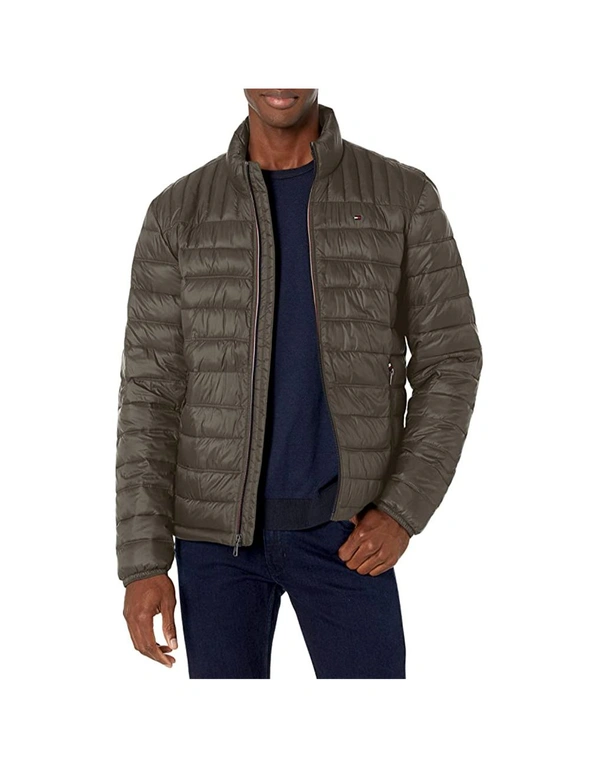 Tommy Hilfiger Men's Size M Packable Winter Quilted Jacket Men Nylon Poly Olive, hi-res image number null