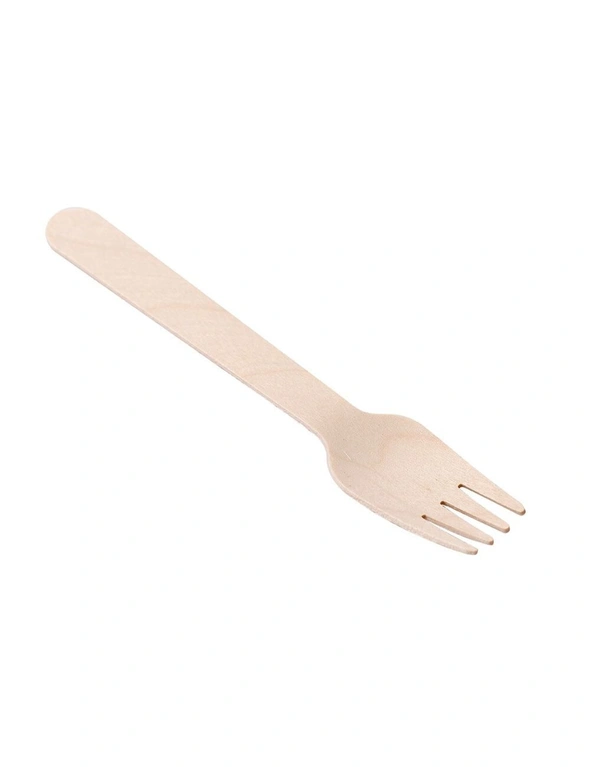 96pc Lemon & Lime Eco 15.5cm Disposable Dinner Wooden Forks Cutlery Catering, hi-res image number null