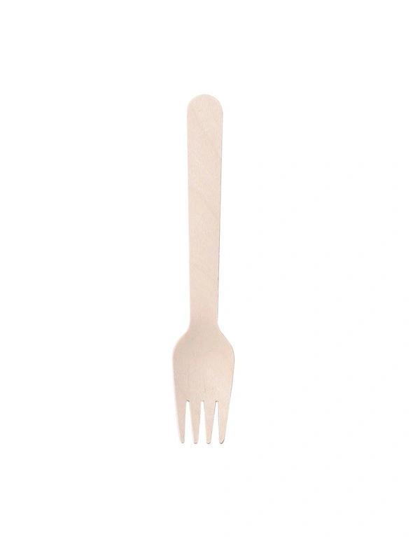 96pc Lemon & Lime Eco 15.5cm Disposable Dinner Wooden Forks Cutlery Catering, hi-res image number null