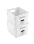2x Box Sweden Crystal Encore 21cm Container Organiser Tray w/ Handles Medium WHT, hi-res