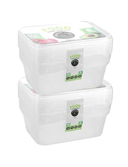 2x 8PK Lemon & Lime Reusable 2L Rectangle Food Container/Storage w/ Lid Clear