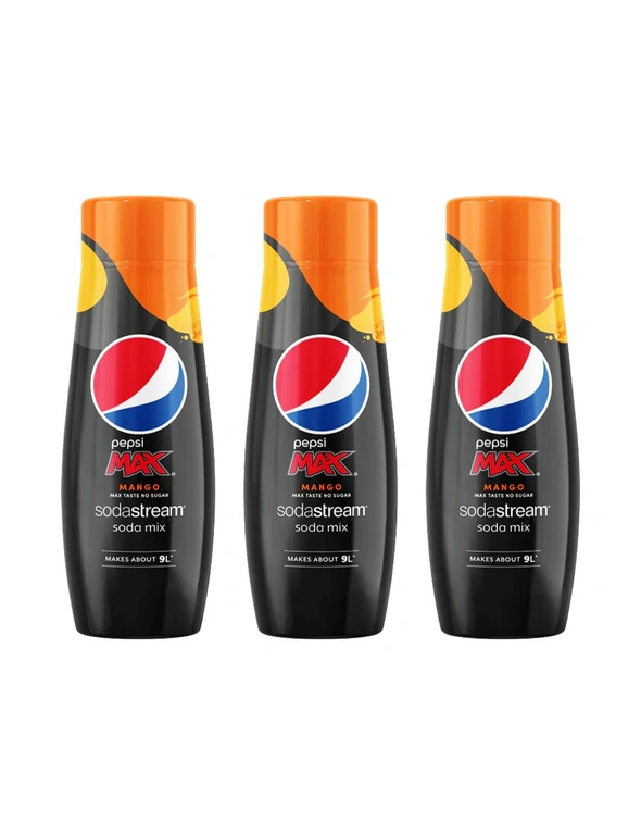 3x SodaStream Soda Mix Pepsi Max Mango Flavour Sparkling Water Syrup 440ml, hi-res image number null