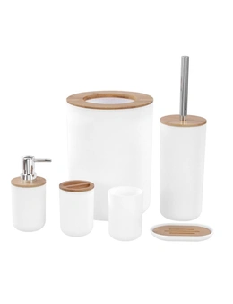 6pc Box Sweden WH Bathroom Set Soap Dispenser/Toilet Brush/Toothbrush Holder/Bin