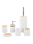3x Boxsweden Bano 8x16cm Bathroom Ceramic Soap Dispenser w/Bamboo Top WHT, hi-res