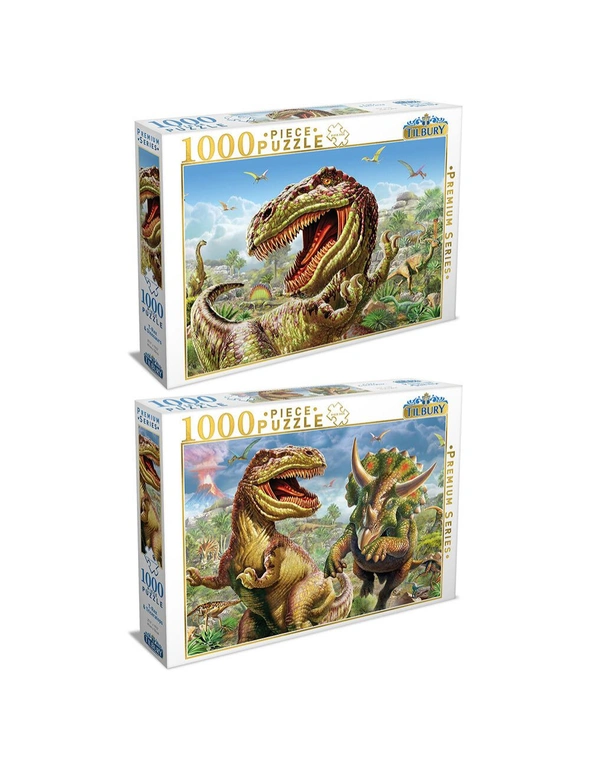 Tilbury Puzzle - T-Rex and Dinosaurs/T-Rex and Triceratops 2X 1000Pc, hi-res image number null
