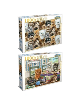 Tilbury Puzzle - Kittle Collage/Kittens Knitting 2X 1000Pc
