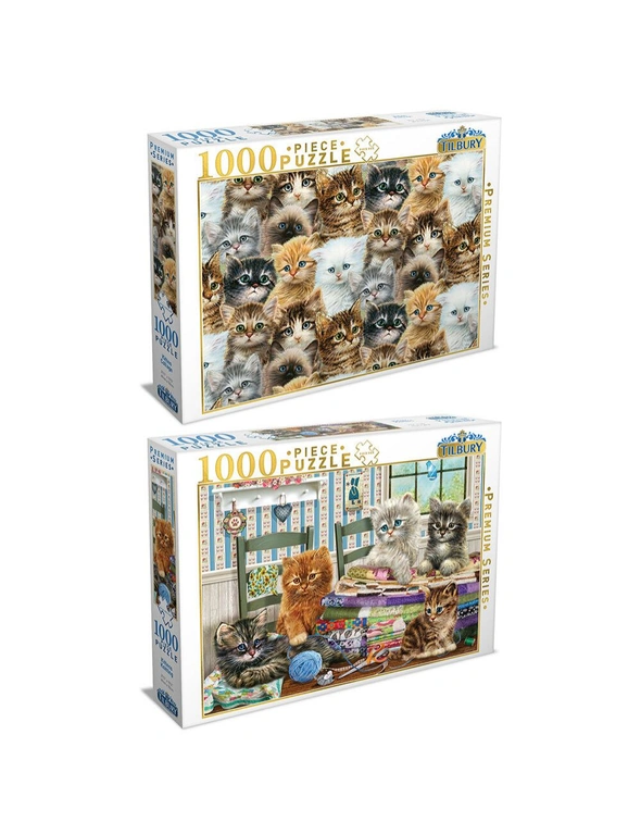 Tilbury Puzzle - Kittle Collage/Kittens Knitting 2X 1000Pc, hi-res image number null
