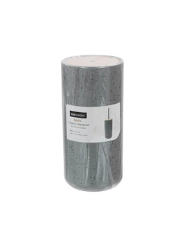 2x Boxsweden Bano 37.5cm Ceramic Toilet Brush Holder Set w/Bamboo Top GR Speckle