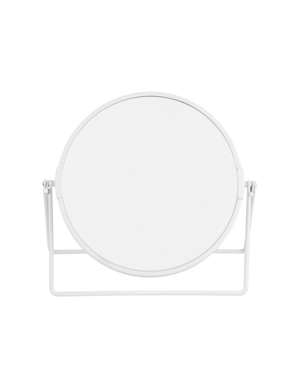 Box Sweden Bano 19.5cm Double Side Cosmetic Mirror On Stand Bathroom Vanity WHT, hi-res image number null