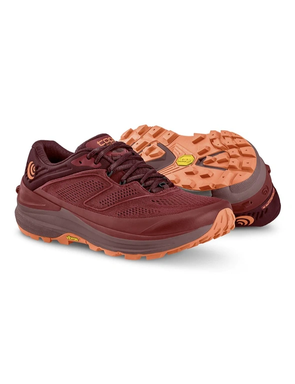 Topo Ultraventure 2 US7/EU38 Womens Trail Walking/Running Trek Shoe Berry/Orange, hi-res image number null