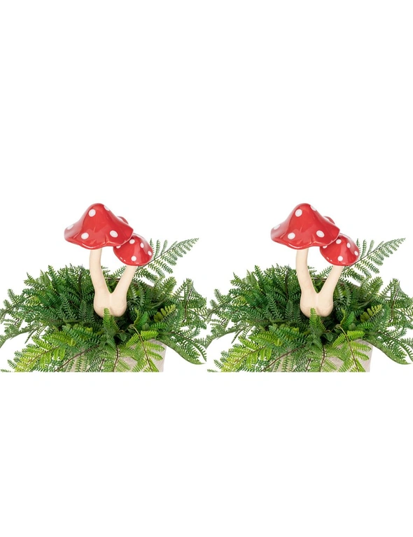 2x Mushroom 29cm Double Ceramic Outdoor Ornament Yard/Patio Garden Decor Red, hi-res image number null