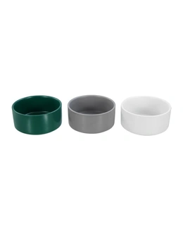 3x Paws & Claws 16cm/950ml Food/Water Ceramic Pet Bowl Assorted White/Green/Grey