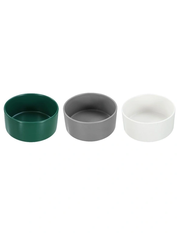 2x Paws & Claws 19cm/1.8L Food/Water Ceramic Pet Bowl Assorted White/Green/Grey, hi-res image number null