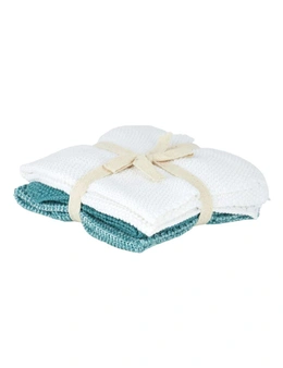 3pc Casa Regalo 100% Cotton Ultra Soft Bathe Cloths/Hand Towel Green/White