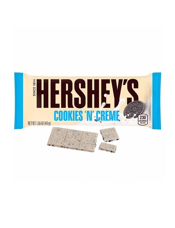Hershey's 43g (1.58kg) Cookies 'N' Cream Chocolate Bar 36pc, hi-res image number null