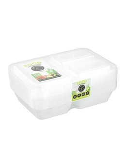 24x Lemon & Lime 1200ml Reusable 3-Section Food Prep Storage Container Assorted