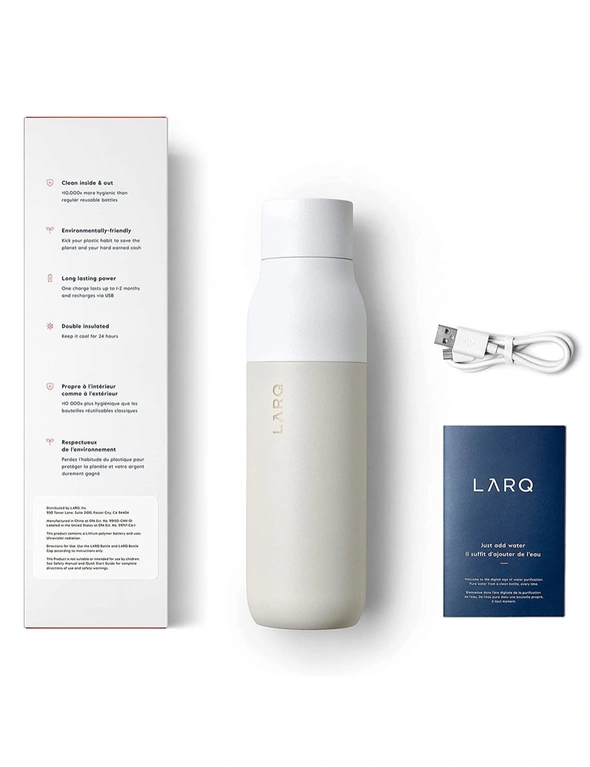 LARQ PureVis UV-C 500ml Insulated Water Bottle Double Wall Flask Granite White, hi-res image number null