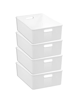 4x Boxsweden Levi 36x26cm/10L Storage Basket Home/Room Organiser w/ Handles WHT