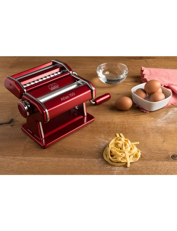 Marcato Atlas 150 Design Aluminum Pasta Machine Lasagna/Fettucine Maker Red, hi-res image number null