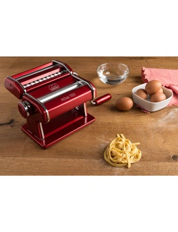 Marcato Atlas 150 Design Aluminum Pasta Machine Lasagna/Fettucine Maker Red