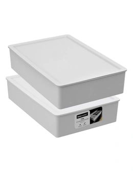 2x Box Sweden Tidy 12-Compartment 36x8cm Storage Box Organiser w/ Lid Assorted