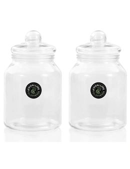 2x Lemon & Lime 3L Cookie Glass Jar Container Storage Pantry Organiser w/ Lid