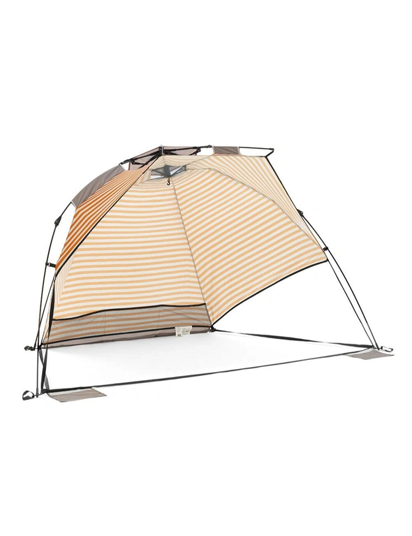 Life! Airlie 240x120cm Beach/Outdoor UV Sun Canopy Tent Shelter GRY/ORAG Stripe, hi-res image number null