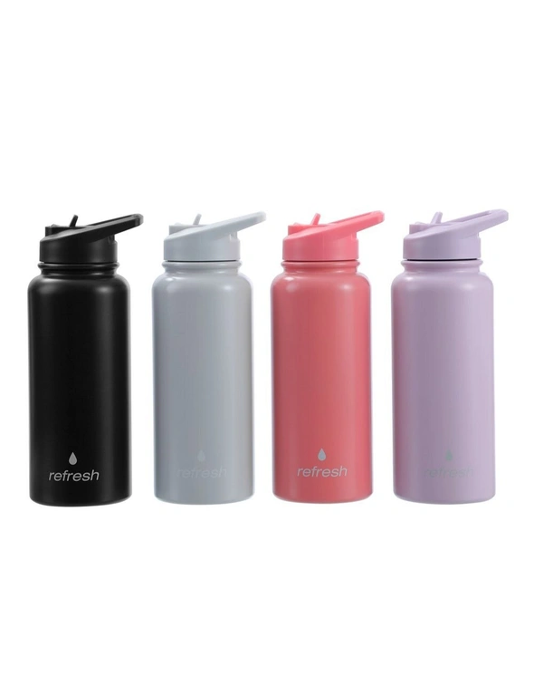 Lemon & Lime Refresh 1L Insulated Bottle Drinking Flask Tumbler w/ Straw Assort, hi-res image number null