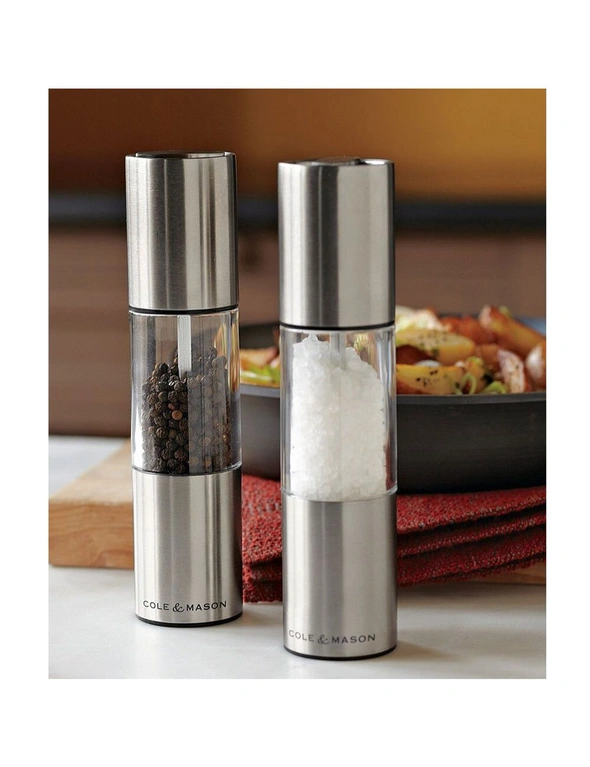 2pc Cole & Mason Oslo 18.5cm Stainless Steel Salt & Pepper Mill Grinder Silver, hi-res image number null