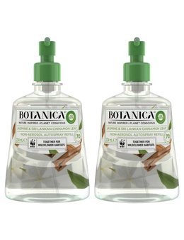 2x Air Wick Botanica Autospray Refill For Air Freshener Jasmine & Cinnamon 224ml