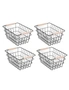 4x Boxsweden Toska 24.5cm Wire Basket Storage Organiser w/ Beech Handle Assort, hi-res