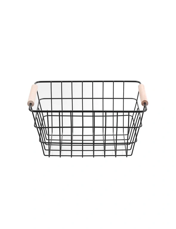 4x Boxsweden Toska 24.5cm Wire Basket Storage Organiser w/ Beech Handle Assort, hi-res image number null