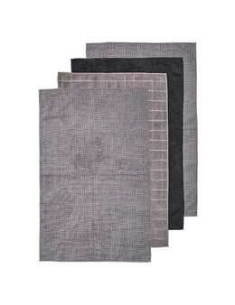 4pc Ladelle 70cm Benson Charcoal Microfibre Polyester Kitchen/Dish Drying Towels
