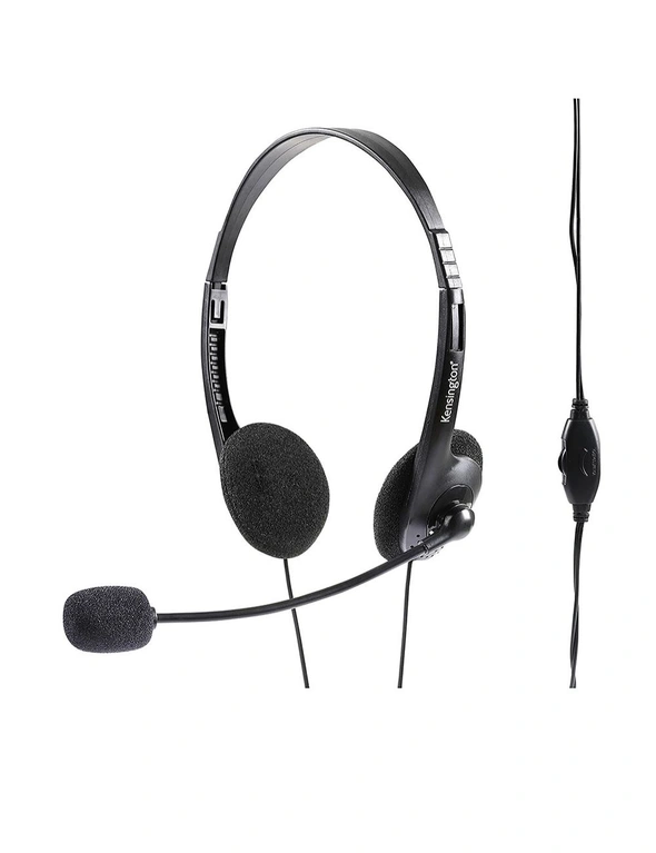 Kensington Headphones Over-Ear Headset w/ Boom Mic/Volume 3.5mm Audio Jack Black, hi-res image number null