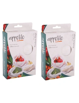 6x Appetito Woven Net Produce Reusable Food Storage Fruit/Vegetable Mesh Bags