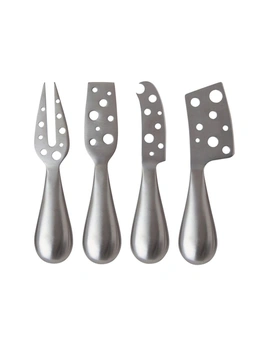 4pc Salt & Pepper Fromage Cheese Knife/Cutter Set Stainless Steel Cutlery Silver