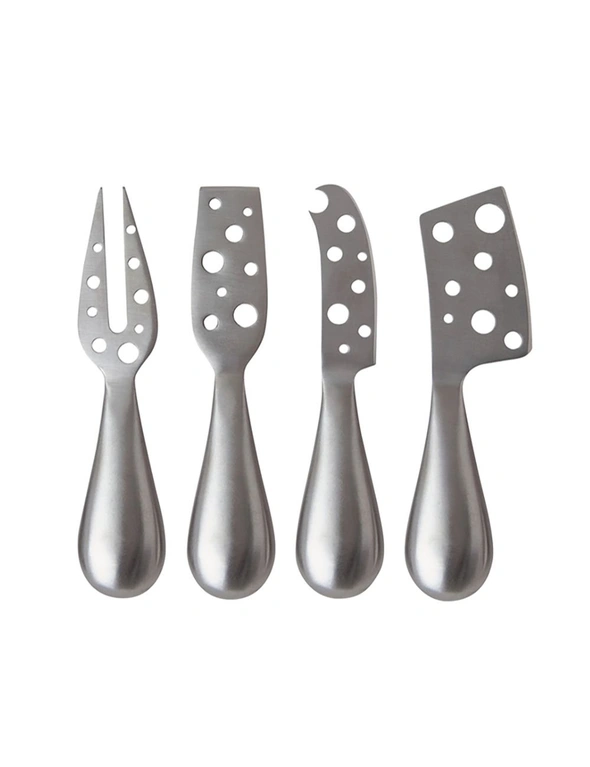 4pc Salt & Pepper Fromage Cheese Knife/Cutter Set Stainless Steel Cutlery Silver, hi-res image number null