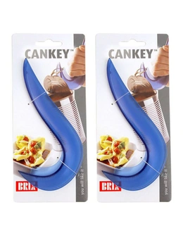 2x Brix Cankey Kitchen Easy Ring Pull Plastic Can/Tin Opener/Lid Remover Blue