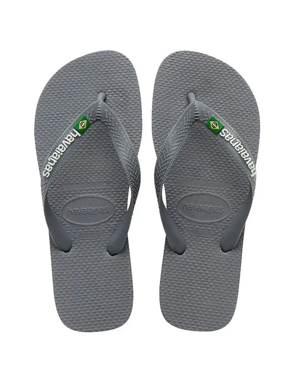 Havaianas Brazil Logo Cinza Steel Grey Mens/Womens Thongs Size BR 35/36 US 6W/5M, hi-res image number null