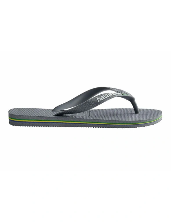 Havaianas Brazil Logo Cinza Steel Grey Mens/Womens Thongs Size BR 37/38 US 7/8W 6/7M, hi-res image number null