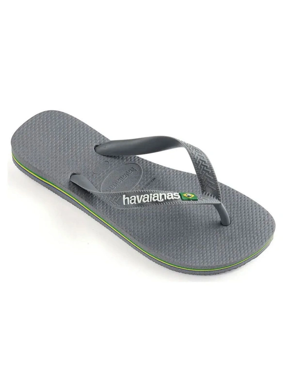 Havaianas Brazil Logo Cinza Steel Grey Mens/Womens Thongs Size BR 39/40 US 9/10W 8M, hi-res image number null